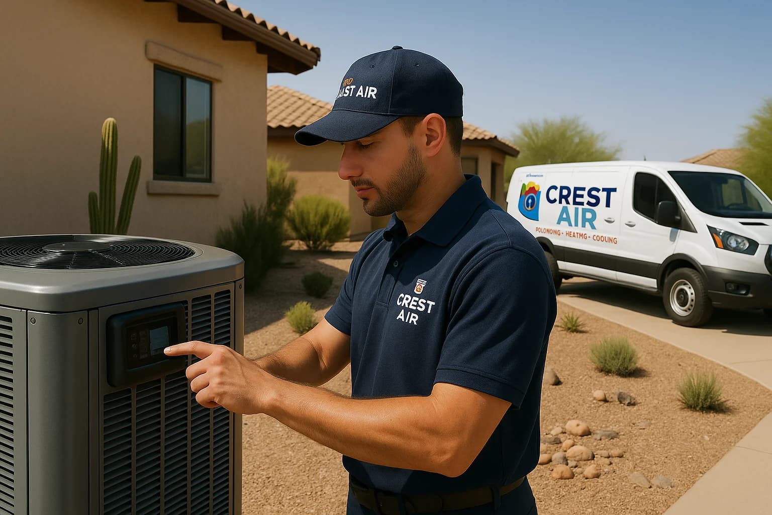 Thermostat commissioning Installer setting up a smart thermostat after a system replacement