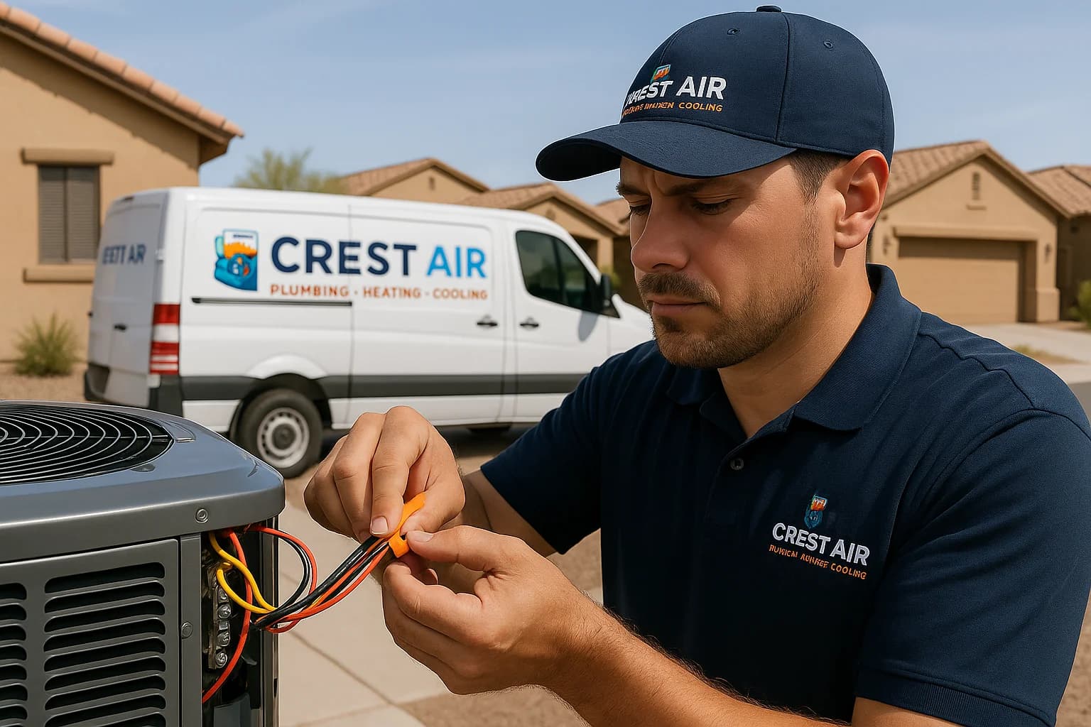 Wiring detail repair Detailed wiring repair inside an outdoor condensing unit